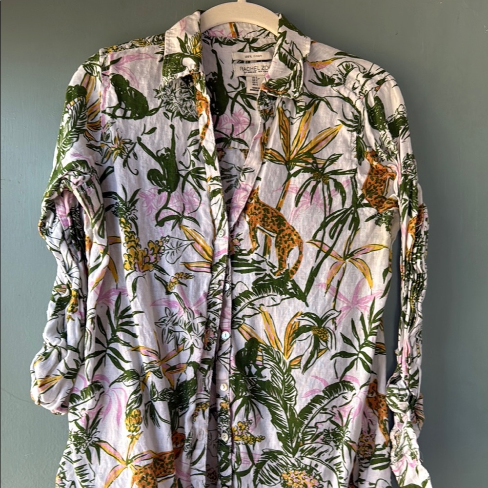 Tropical Print Button-Up Shirt